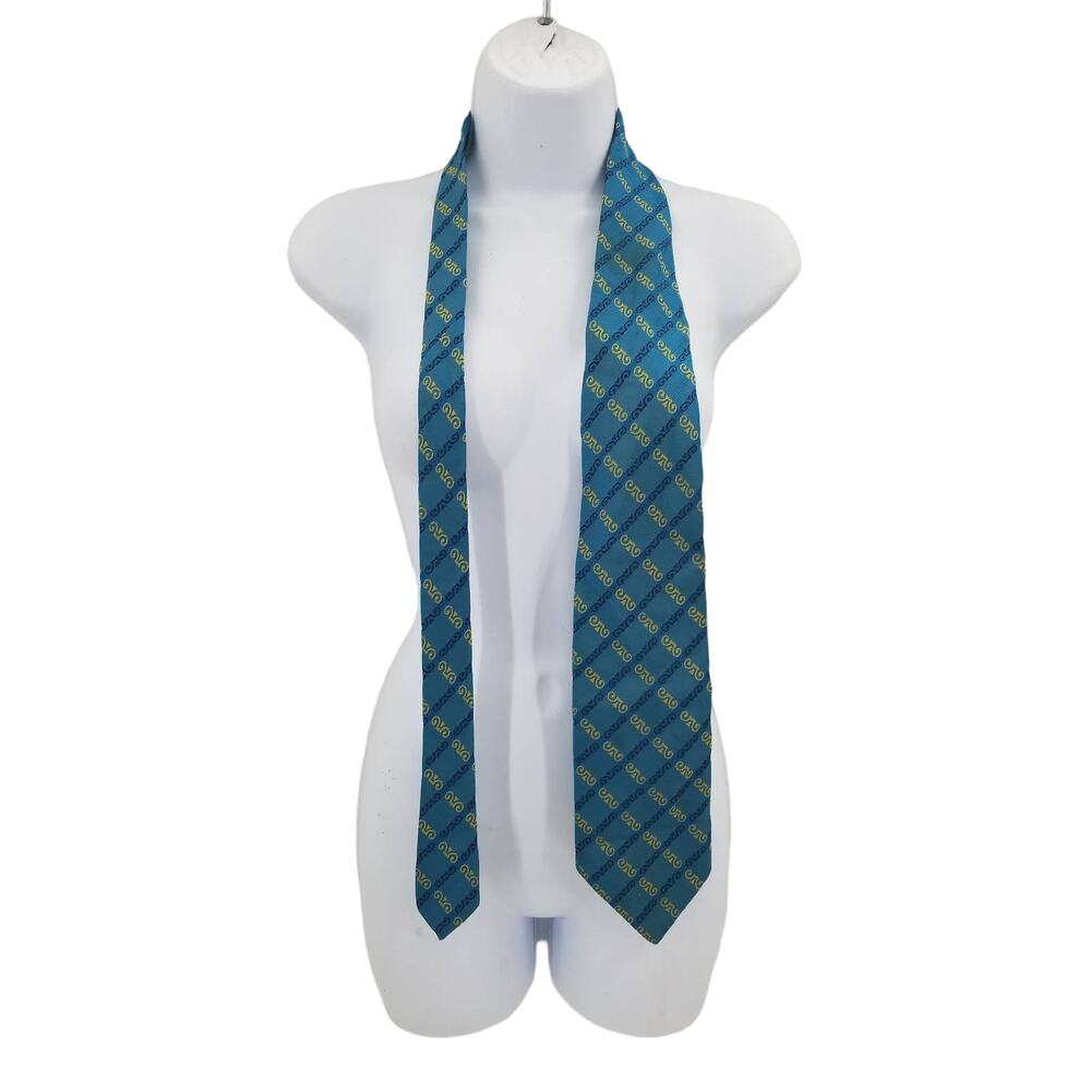 Vintage Yellow Blue Texturized Neck Tie Necktie Multicolor blue striped plaid